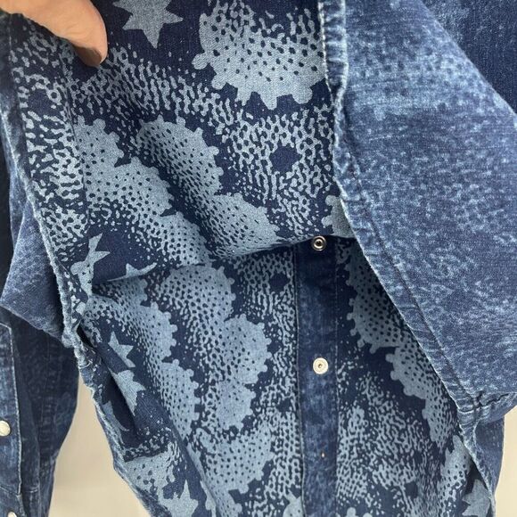 DEUS EX MACHINA Blue Star Camouflage Western Denim Snap Up Shirt Large - Picture 8 of 8